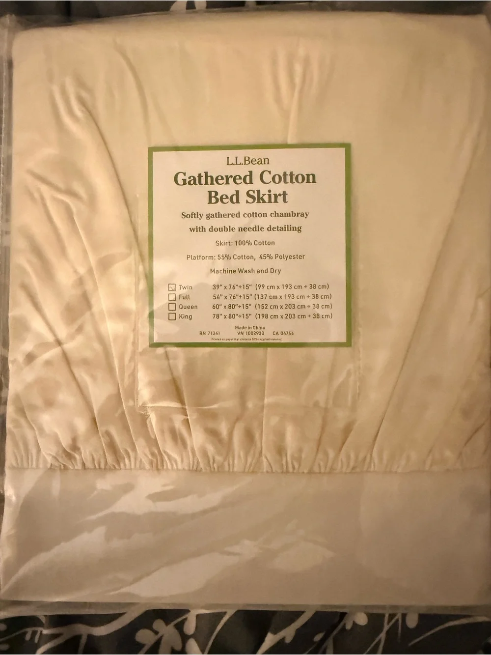 L.L. Bean Gathered Cotton Bed Skirt in Cream